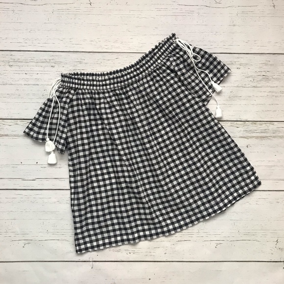 LOFT Off The Shoulder Gingham Top - Picture 2 of 4